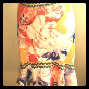 Multicolor, floral pencil skirt
